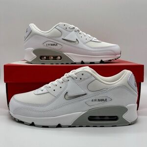 Men's Nike Air Max 90 White Shoes - Jewel Smoke Gray Photon Dust FN8005-100